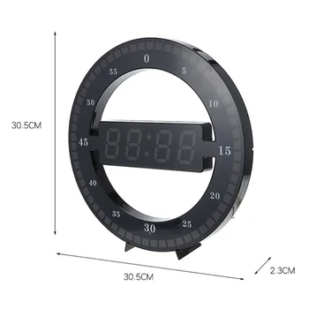 Ceas de Perete Digital 3D Gol LED, Reglare Automată Luminozitate Rotund mare Ceas de Perete pentru camera de zi de decorare Cu Plug SUA