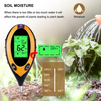Digital Solului PH-Metru de Umiditate Monitoriza Temperatura Soarelui Tester Pentru Gradinarit Plante Agricole Cu Blacklight Display LCD