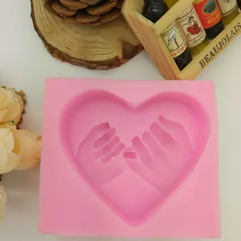 Dragoste inima Silicon 3D Săpun Mucegai mână În Mână Tort Decorare Mucegai Silicon Ziua Îndrăgostiților K186