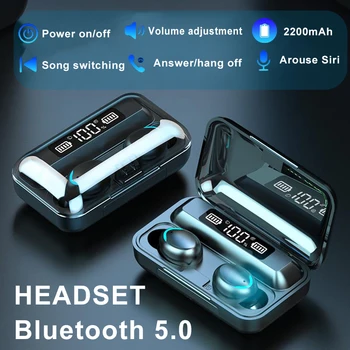 F9 TWS Căști Bluetooth 9D HIFI Stereo setul cu Cască fără Fir LED de Putere de Afișare Cu 2200mAh Responsabil de Caz