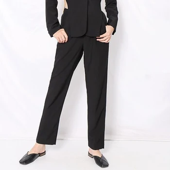 Ailigou 2020 Moda De Iarnă La Modă Liber Drept Largi Picior Pantaloni Femei Talie Mare Casual Culoare Solidă Buzunar Pantaloni Femei