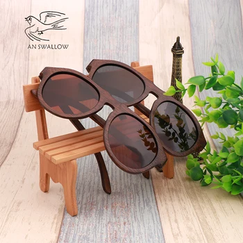 O ÎNGHIȚI bărbați ochelari de soare polarizat retro bambus Maro vintage rotund ochelari de soare de lux ochelari de soare brand gafas de sol