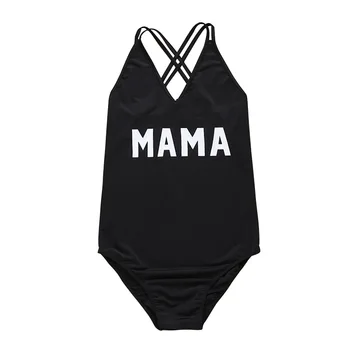 Mama Mama Copilului Costum de baie pentru Vara 2020 Negru Ca Mama Scrisoare de Imprimare Mama și Fiica Costume de baie Familie bikini seturi
