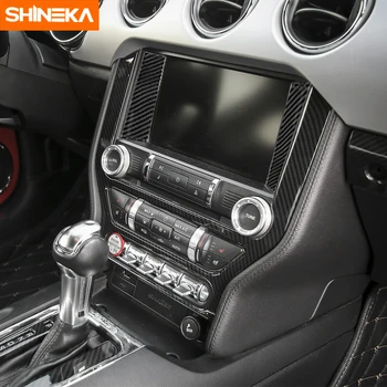 SHINEKA Interior Semifabricate Pentru Ford Mustang+ Fibra de Carbon Mașina de Centru de Control Panoul de AC CD Acoperă Autocolante Pentru Ford Mustang