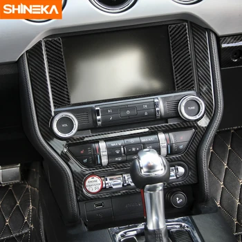 SHINEKA Interior Semifabricate Pentru Ford Mustang+ Fibra de Carbon Mașina de Centru de Control Panoul de AC CD Acoperă Autocolante Pentru Ford Mustang