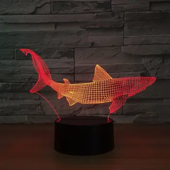 Usb Lampa de Animale Rechin Lumina de Noapte În 7 Culori Schimbare Acrilice Atingeți Butonul RGB Pește lamparas Iluminat Noptiera Somn Lumina Decor