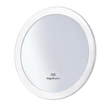 RUIMIO 10x Mărire Oglindă Rotundă Oglinda Pliabil de Buzunar Cosmetice, Oglindă Mărire Compact cu 3 ventuze Alb