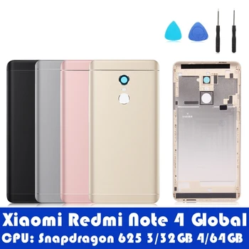 Original Pentru Xiaomi Redmi Note 4 Global De Locuințe Spate Capac De Metal + Sticlă Camerei + Taste Laterale Spate Baterie Usa Piese De Schimb