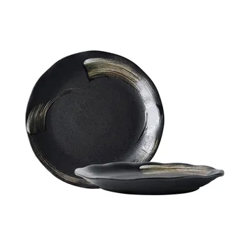 ANTOWALL Epocă Scrub Tacamuri din Ceramică Neagră Placa de Acasă Restaurant Dim Sum Dish Farfurie de Supa Frunze de Lotus Farfurie