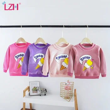 LZH Copii Haine Fete Tricou 2020 Toamna Iarna Nou Mâneci Lungi pulover Pulover Fete Desene animate Printting Topuri Casual