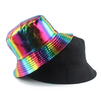 2020 Moda Streetwear Din Piele Pescar Pălărie Pălărie Găleată Reversibil Harajuku Hip Hop Capace De Vară, Pălării De Soare Pentru Femei Barbati