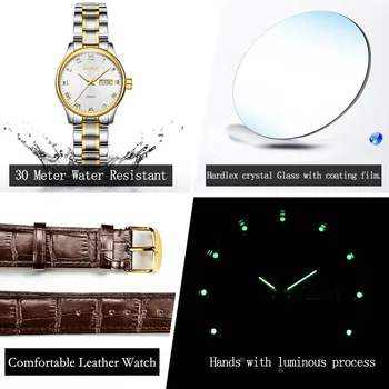 Femeia Ceas 2020 Brand De Lux Doamnelor Din Oțel Inoxidabil Ceas Data Luminos Cuarț Femei Ceasuri Din Piele Doamna Ceas De Mână Rezistent La Apă