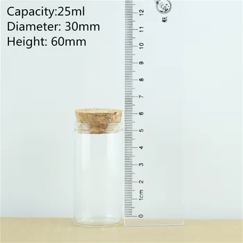 24pieces 30*60mm 25ml Dopuri Mici de Sticlă Condimentat de Depozitare Container gol Mini Borcane de Sticlă Flacon Sticla DIY Meșteșug