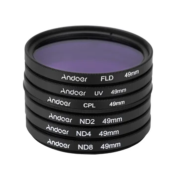 Andoer 49/52/55/58/62/67/72/77mm UV+CPL+FLD+ND(ND2 ND4 ND8) Fotografie Filtru Kit Set Filtru pentru Nikon Canon Sony Pentax Dslr