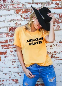Abrazos gratis Scrisoarea Imprimate New Sosire Femei Vara Amuzant Casual Bumbac T-Shirt spaniolă tricouri Îmbrățișare tricou Latina putere