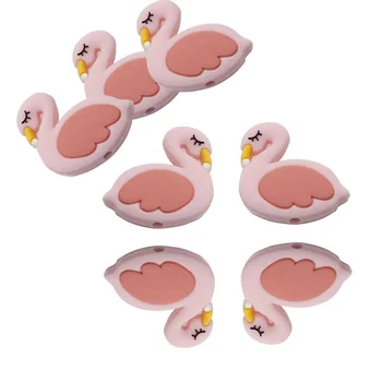 Drăguț-idee 10buc Mini Flamingo Animale Copil Teether Margele de Silicon BPA Free Jucării Pentru Copii Masticabile Suzeta Lant de BRICOLAJ Face