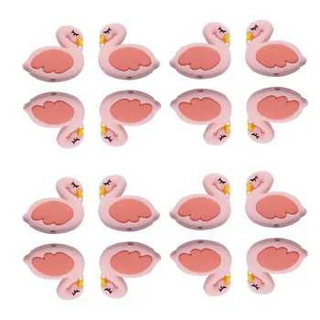 Drăguț-idee 10buc Mini Flamingo Animale Copil Teether Margele de Silicon BPA Free Jucării Pentru Copii Masticabile Suzeta Lant de BRICOLAJ Face