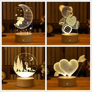 Dragoste 3D Lampa Acrilice LED Noapte Lumina de Ziua Îndrăgostiților Cadou de Nunta de Decorare Copilul ShowerBirthday Petrecere Iepure de Paște Decor