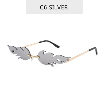 Noi 2020 Moda Flacără de Foc ochelari de Soare Femei Barbati Brand Design fără ramă Val Ochelari de Lux Trend Înguste ochelari de Soare Streetwear