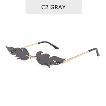 Noi 2020 Moda Flacără de Foc ochelari de Soare Femei Barbati Brand Design fără ramă Val Ochelari de Lux Trend Înguste ochelari de Soare Streetwear