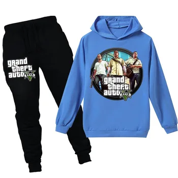 Noul Grand Theft Auto V Gta 5 Desene animate Model Baby Girl Boys Haine Copii Tricou Hanorace Pantaloni 2 buc Seturi Costum Fille