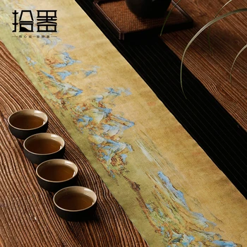 Qianlijiang Munte Piele De Căprioară Ceai De Masă De Masă De Ceai Tesatura De Bumbac Masă Pavilion Stil Chinezesc Ceai Uscat Prosop, Saltea Bambus, Saltea De Ceai Cortina