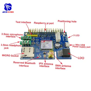 Diymore SIM800C GSM Modulul GPRS Quad-band Placa de Dezvoltare cu SMA Antena Micro SIM Slot pentru Arduino, Raspberry Pi