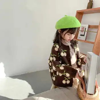 Fete cherry cardigan pulover toamna-coreean copii îngroșat haina uza de moda pentru copii de toamna haine groase