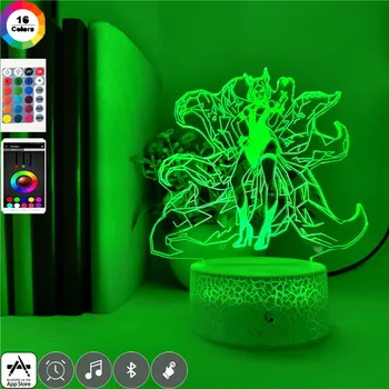 Joc Lol Vulpea Cu Nouă Cozi Ahri Condus de Trei-dimensional 7 Culori Lumina de Noapte Petrecere Acasă Decorare Lampa de Control App