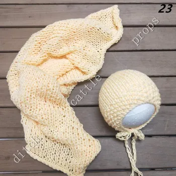 50X50cm pătură + pălărie， nou-născut recuzită fotografie Artizanale de mână Tricot Lapte de Bumbac Capota Copilul Fotografie îmbrăcăminte