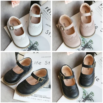 Pantofi de copii pentru Fete pentru Copii Alb-Negru Pantofi din Piele pentru Baieti Anti Alunecoase, cu Fund Moale pentru Copii Pantofi 2~10 Vârstele