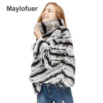 2020 vânzare fierbinte femei naturală de iepure rex haină de blană de înaltă calitate, autentic blana de iepure rex chinchilla de culoare jacheta de iarna