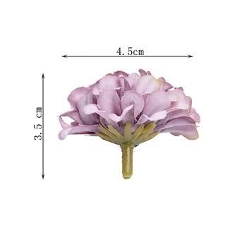 100buc flori artificiale 4.5 CM mătase floare hortensie cap pentru petrecerea de nunta decor acasă DIY cununa cutie de cadou album ambarcațiuni