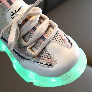 2020 Nou Stralucitoare Copii Pantofi Respirabil Băieți Fete Pantofi Sport Copii Adidasi Casual Copil Luminos Plasă Pantofi De Panza D03201