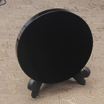 Mare 20cm naturale obsidian negru placa de fengshui gros oglindă cerc disc reiki de vindecare piatra de cristal cu acces liber la raft