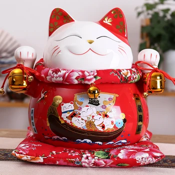 10 inch Ceramic Maneki Neko Ornament Cat Noroc Caseta de Bani Avere Cat Figurină de Porțelan Bancare Monede FENG SHUI Decor