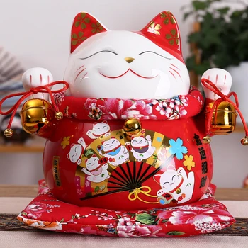 10 inch Ceramic Maneki Neko Ornament Cat Noroc Caseta de Bani Avere Cat Figurină de Porțelan Bancare Monede FENG SHUI Decor