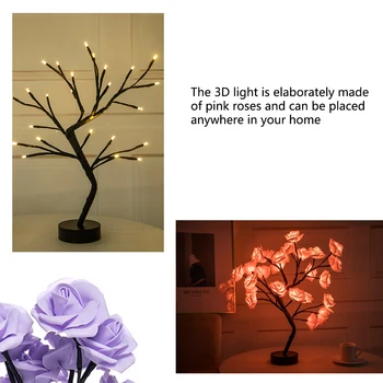 LED Masă Lampă de Flori de Trandafir Copac USB Lumini de Noapte Acasă Decorare Masă LED Lumini Petreceri de Crăciun de Crăciun de Nunta Decor Dormitor