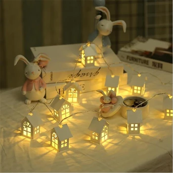Decoratiuni de craciun cu LED de Lemn, Casa Stil de Basm Lumină Crăciun Fericit Decoratiuni pentru Casa 2018 An Nou Fericit 2019