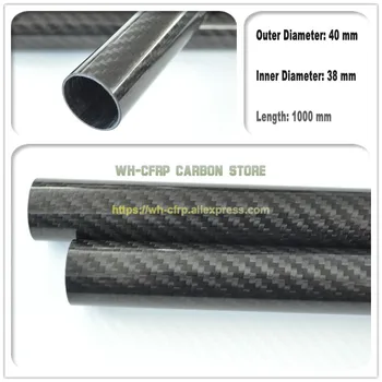 40mm ODx 38mm ID Fibra de Carbon Tub 3k 1000MM Lung (Rola Înfășurat) carbon țeavă , cu full carbon, Japonia 3k îmbunătăți material