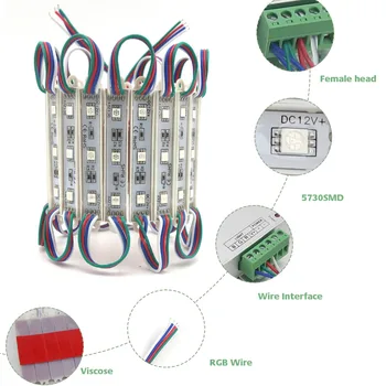 Module cu LED-uri de Lumină RGB SMD 5050 3LED DC12V Impermeabil fata de Magazin Benzi Lampă Semn de Publicitate Modulul de Lumini-uri ultra-luminoase de Culoare RGB