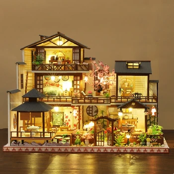 DIY din Lemn in Miniatura Casa Papusa Kit de Lux Japonez Curte Clădirea de Asamblare Model de Kit de Decor Acasă de Crăciun Cadouri