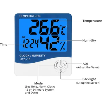 Noi 2 Buc de Fundal Digital Termometru Higrometru Umiditate Metru Interior Higrometru Digital LCD pentru Biroul de Acasă Dormitor