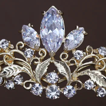 Aur Mireasa Nunta Coroana de cristal Încrustat cu Piatra Zirconiu Coroana Emblema
