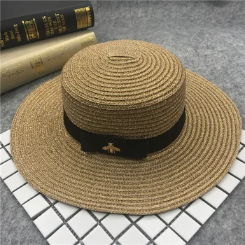 Vara Femeile Luntraș Plaja Pălărie De Sex Feminin Casual Pălărie Panama Lady Brand Clasic De Albine Paie Plat Palarie De Soare Femei Fedora