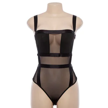 YICIYA Salopeta Moda Haine Cald Pur Mesh Transparent Negru Body Pentru Femei Skinny Strappy Backless Costume Sexy Corp