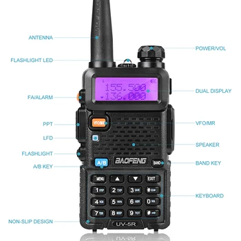 Baofeng UV-5R Walkie Talkie Dual Display VHF 136-174 UHF 400-520mHZ 5W Două Fel de Radio Sunca