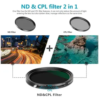 Neewer Variabilă Fader ND2-ND32 Filtru ND și CPL Filtru de Polarizare Circulara 2 in 1 pentru Fir de Lentilă aparat de Fotografiat Nu X Locului