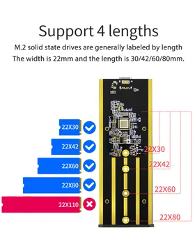 Blueendless M2 SSD Caz NVME Cabina de SSD Cazul M. 2 până la USB de Tip C 3.1 Adaptor pentru NVME PCIE unitati solid state SATA M/B Cheie SSD Caddy