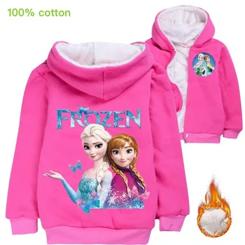 Disney pentru Copii Cardigan cu Fermoar Sacou Gros Fete Frozen Elsa Print Hanorac Baieti de Desene animate Populare Haina de Iarna
